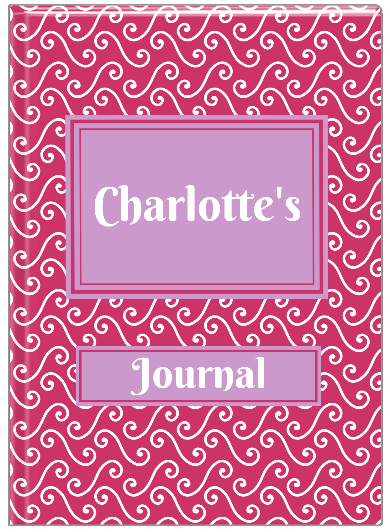 Personalized Mod III Journal - Pink and White - Rectangle Nameplate - Front View