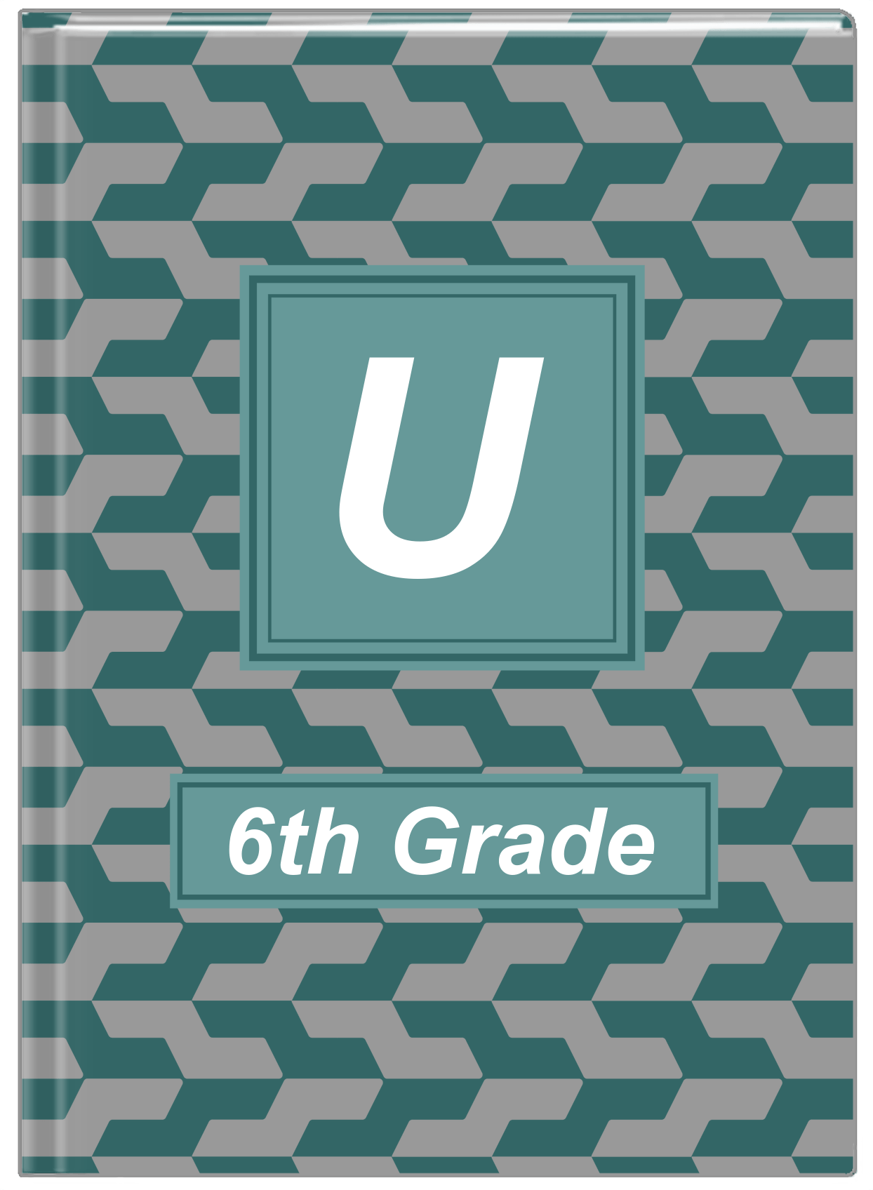 Personalized Mod II Journal - Teal and Grey - Square Nameplate - Front View