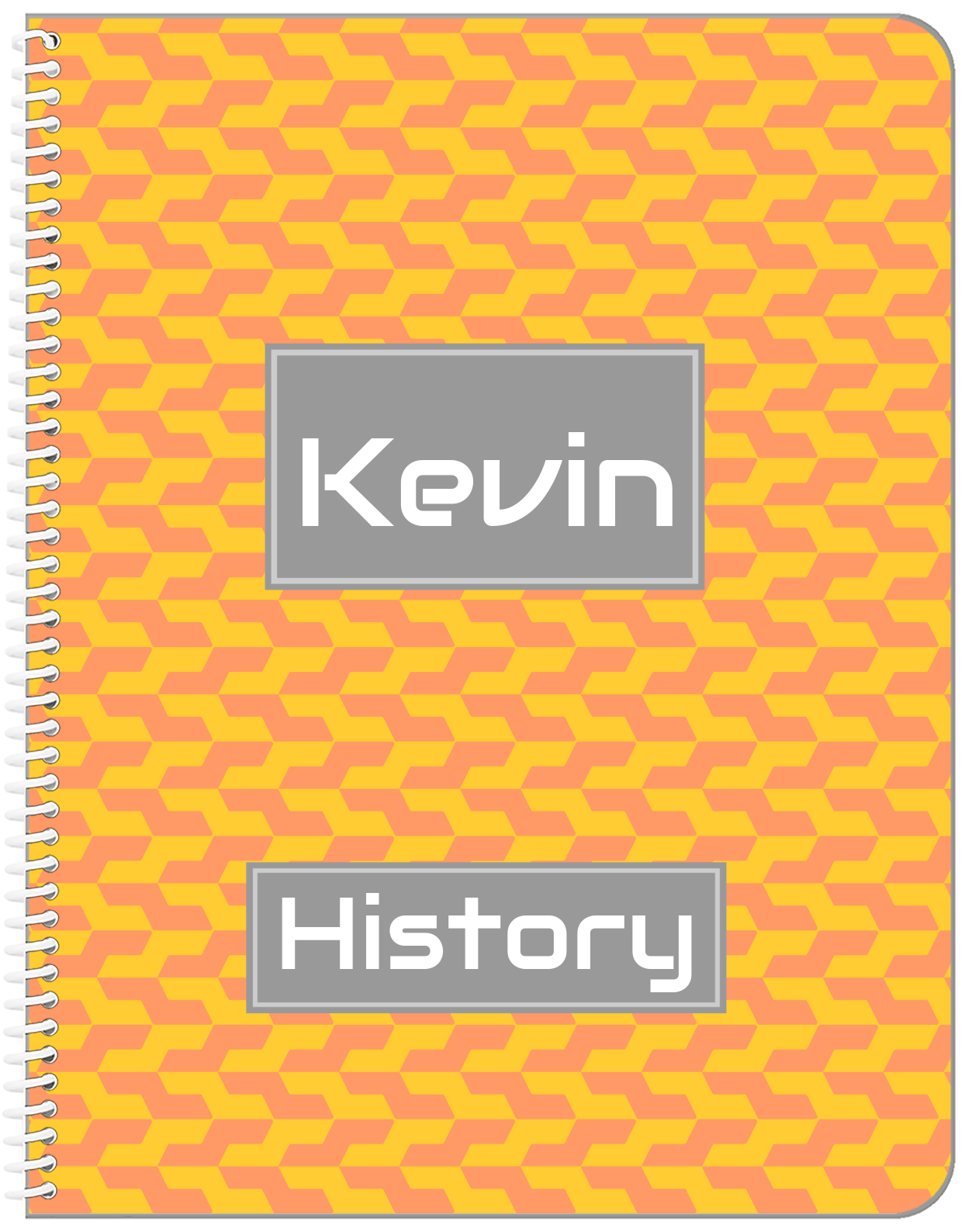 Personalized Mod II Notebook - Orange and Grey - Rectangle Nameplate - Front View