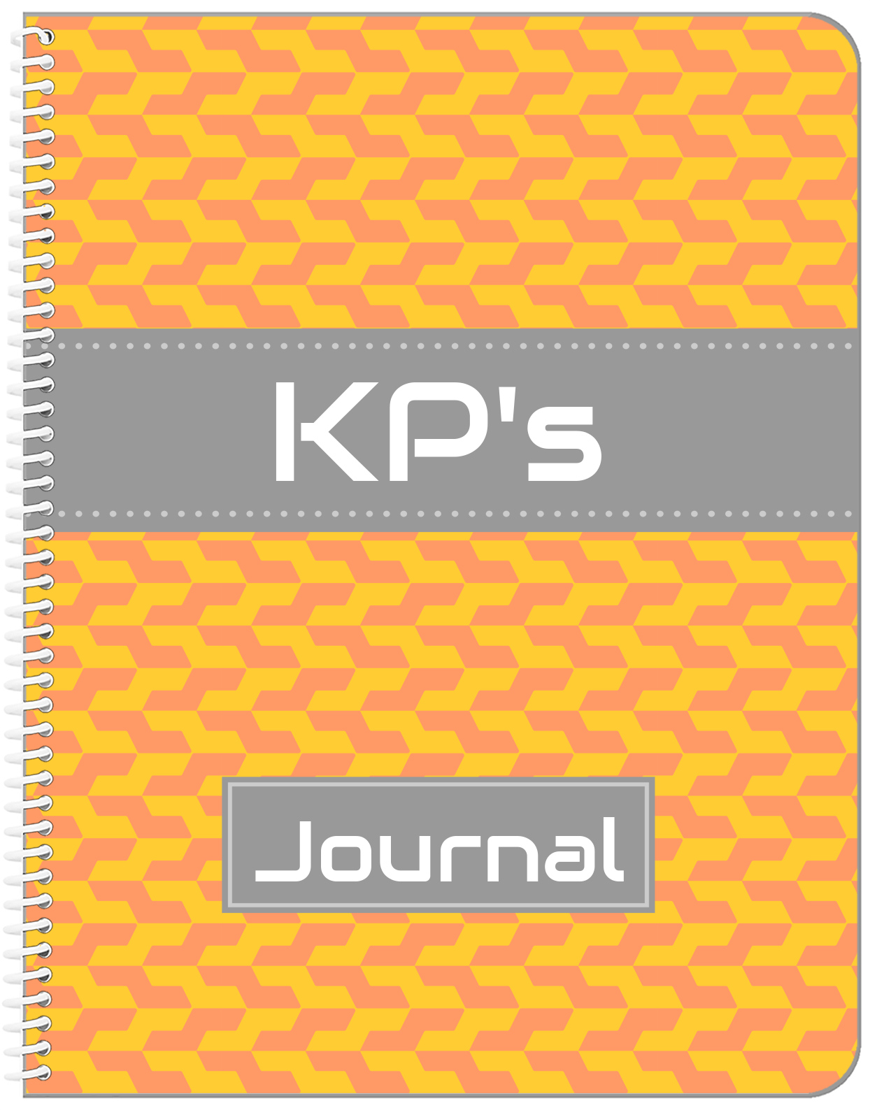 Personalized Mod II Notebook - Orange and Grey - Ribbon Nameplate - Front View