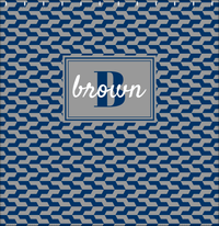 Thumbnail for Personalized Mod II Shower Curtain - Navy and Grey - Rectangle Nameplate - Decorate View