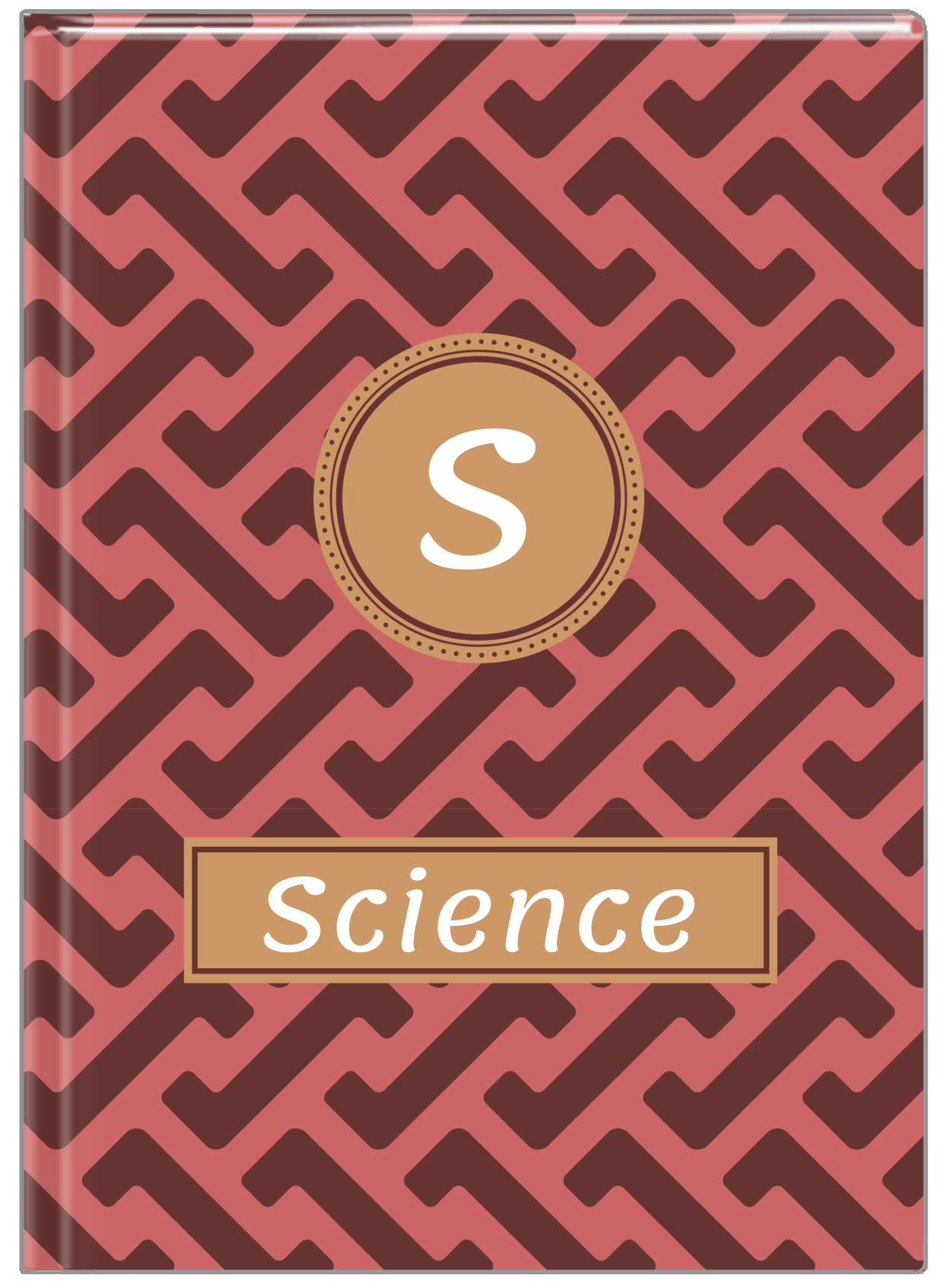Personalized Mod I Journal - Red and Brown - Circle Nameplate - Front View