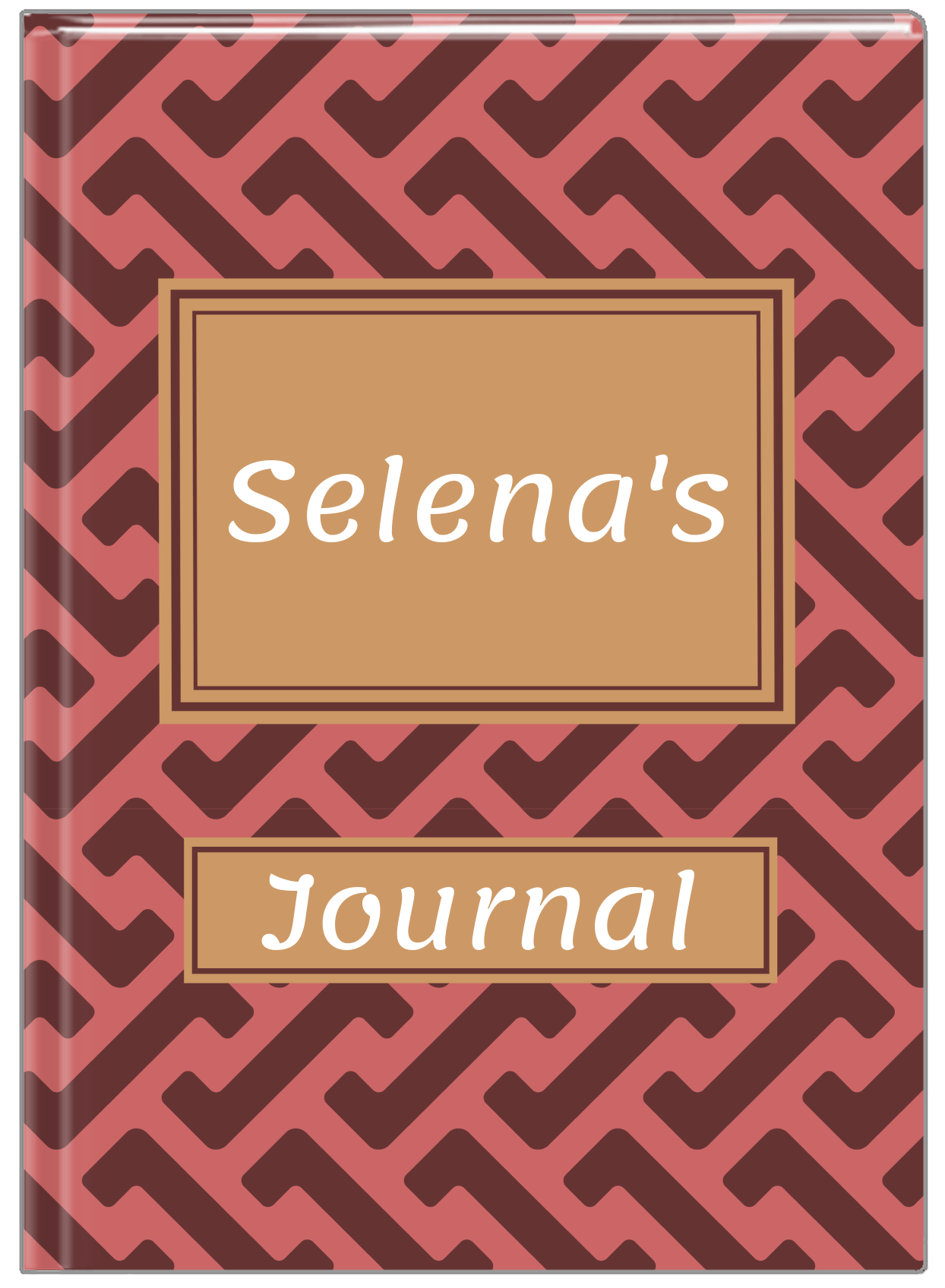 Personalized Mod I Journal - Red and Brown - Rectangle Nameplate - Front View