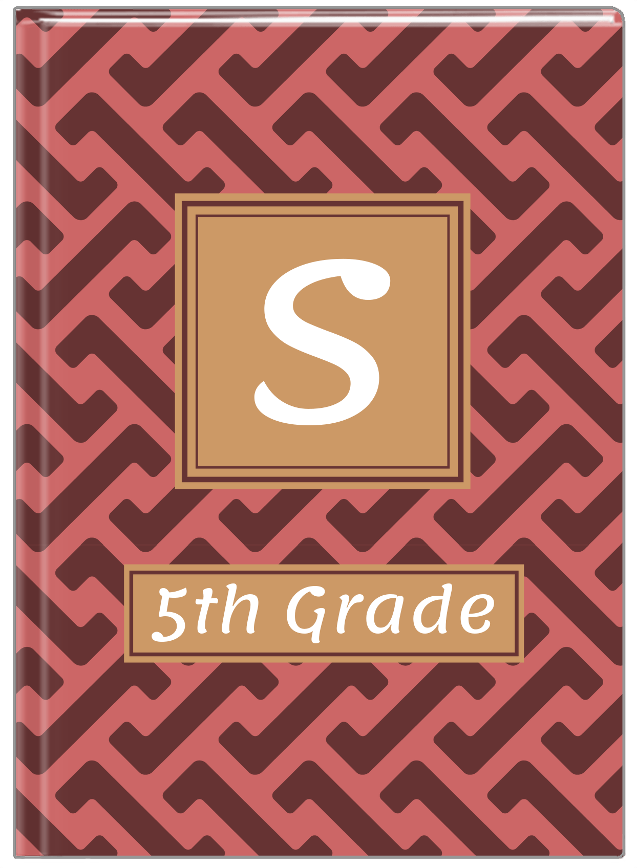 Personalized Mod I Journal - Red and Brown - Square Nameplate - Front View