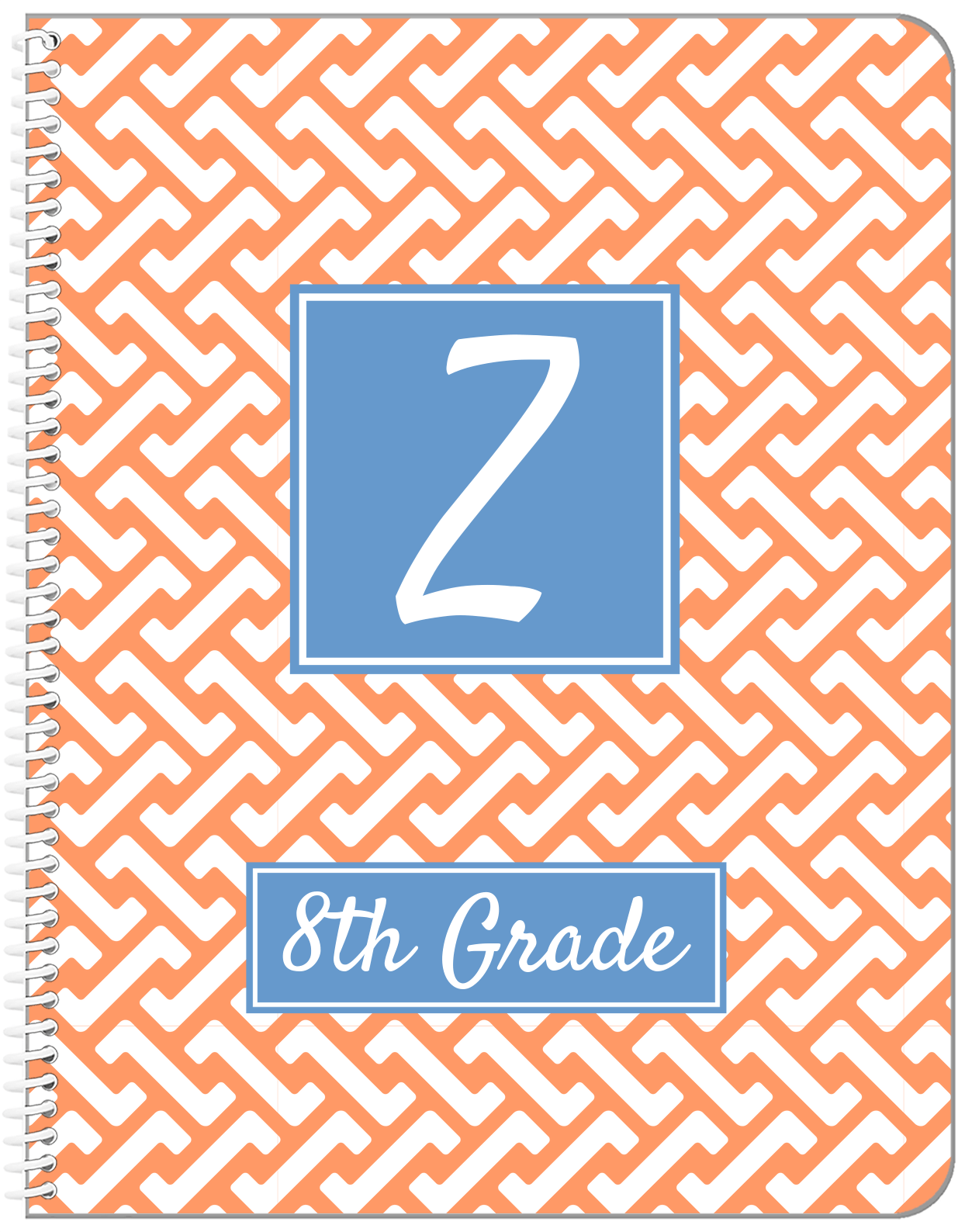 Personalized Mod I Notebook - Orange and Blue - Square Nameplate - Front View