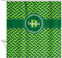 Thumbnail for Personalized Mod I Shower Curtain - Green - Circle Ribbon Nameplate - Hanging View