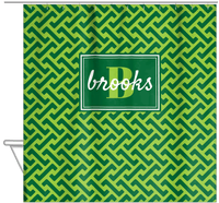 Thumbnail for Personalized Mod I Shower Curtain - Green - Rectangle Nameplate - Hanging View