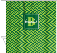 Thumbnail for Personalized Mod I Shower Curtain - Green - Square Nameplate - Hanging View