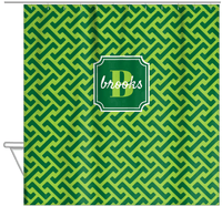 Thumbnail for Personalized Mod I Shower Curtain - Green - Stamp Nameplate - Hanging View