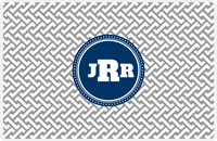 Thumbnail for Personalized Mod Placemat - Light Grey and White - Navy Circle Frame -  View