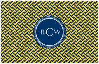 Thumbnail for Personalized Mod Placemat - Navy and Mustard - Navy Circle Frame -  View
