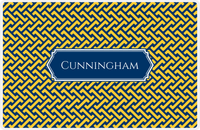 Thumbnail for Personalized Mod Placemat - Navy and Mustard - Navy Decorative Rectangle Frame -  View
