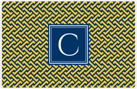 Thumbnail for Personalized Mod Placemat - Navy and Mustard - Navy Square Frame -  View