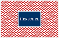 Thumbnail for Personalized Mod Placemat - Cherry Red and White - Navy Rectangle Frame -  View