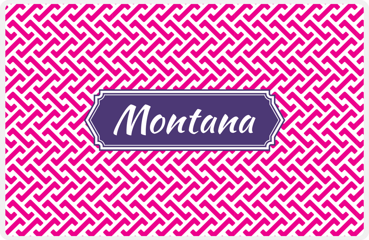 Personalized Mod Placemat - Hot Pink and White - Indigo Decorative Rectangle Frame -  View