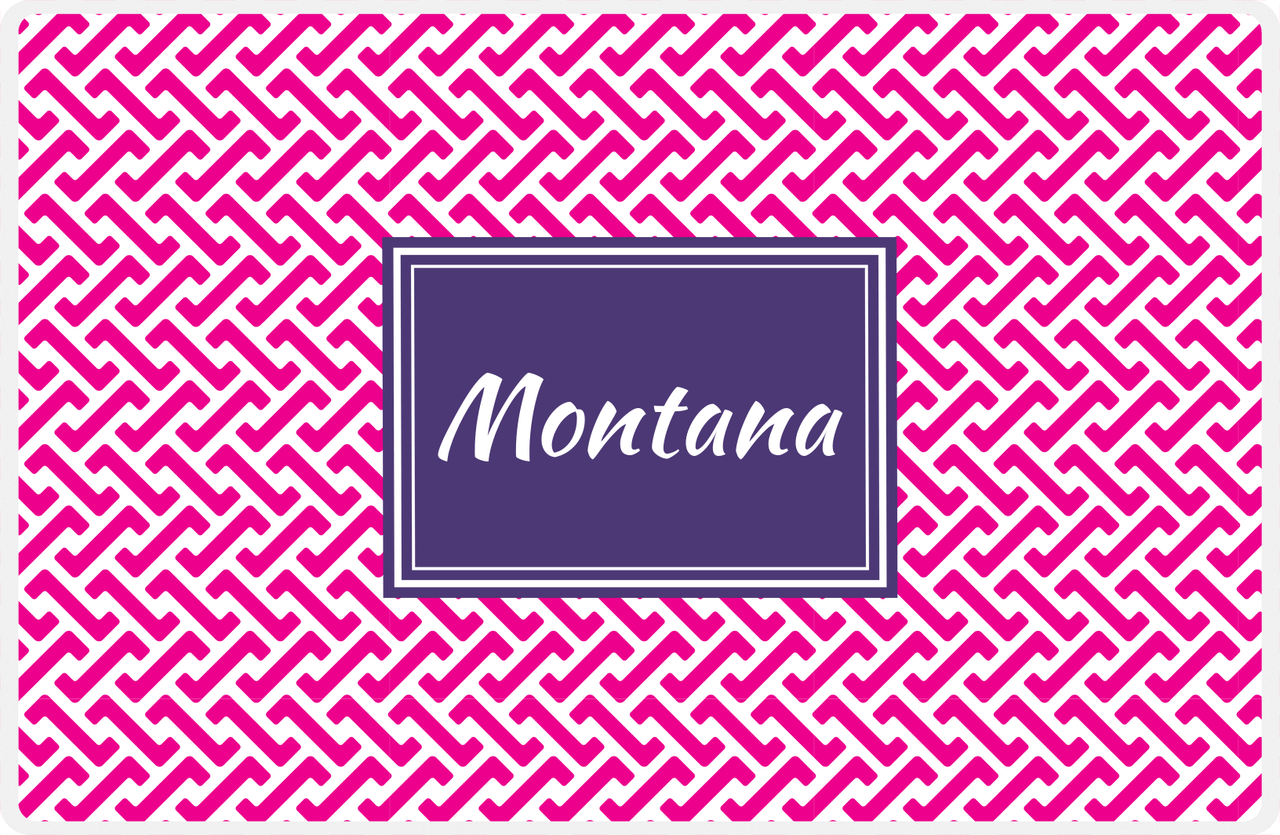 Personalized Mod Placemat - Hot Pink and White - Indigo Rectangle Frame -  View