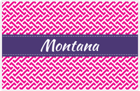 Thumbnail for Personalized Mod Placemat - Hot Pink and White - Indigo Ribbon Frame -  View