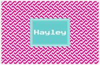 Thumbnail for Personalized Mod Placemat - Hot Pink and White - Viking Blue Rectangle Frame -  View
