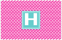 Thumbnail for Personalized Mod Placemat - Hot Pink and White - Viking Blue Square Frame -  View