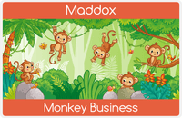 Thumbnail for Personalized Monkeys Placemat I - Monkey Business - Green Background -  View