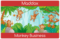 Thumbnail for Personalized Monkeys Placemat I - Monkey Business - Teal Background -  View