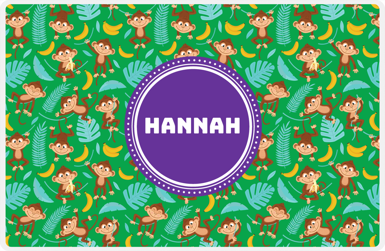 Personalized Monkeys Placemat II - Banana Pattern - Circle Nameplate -  View
