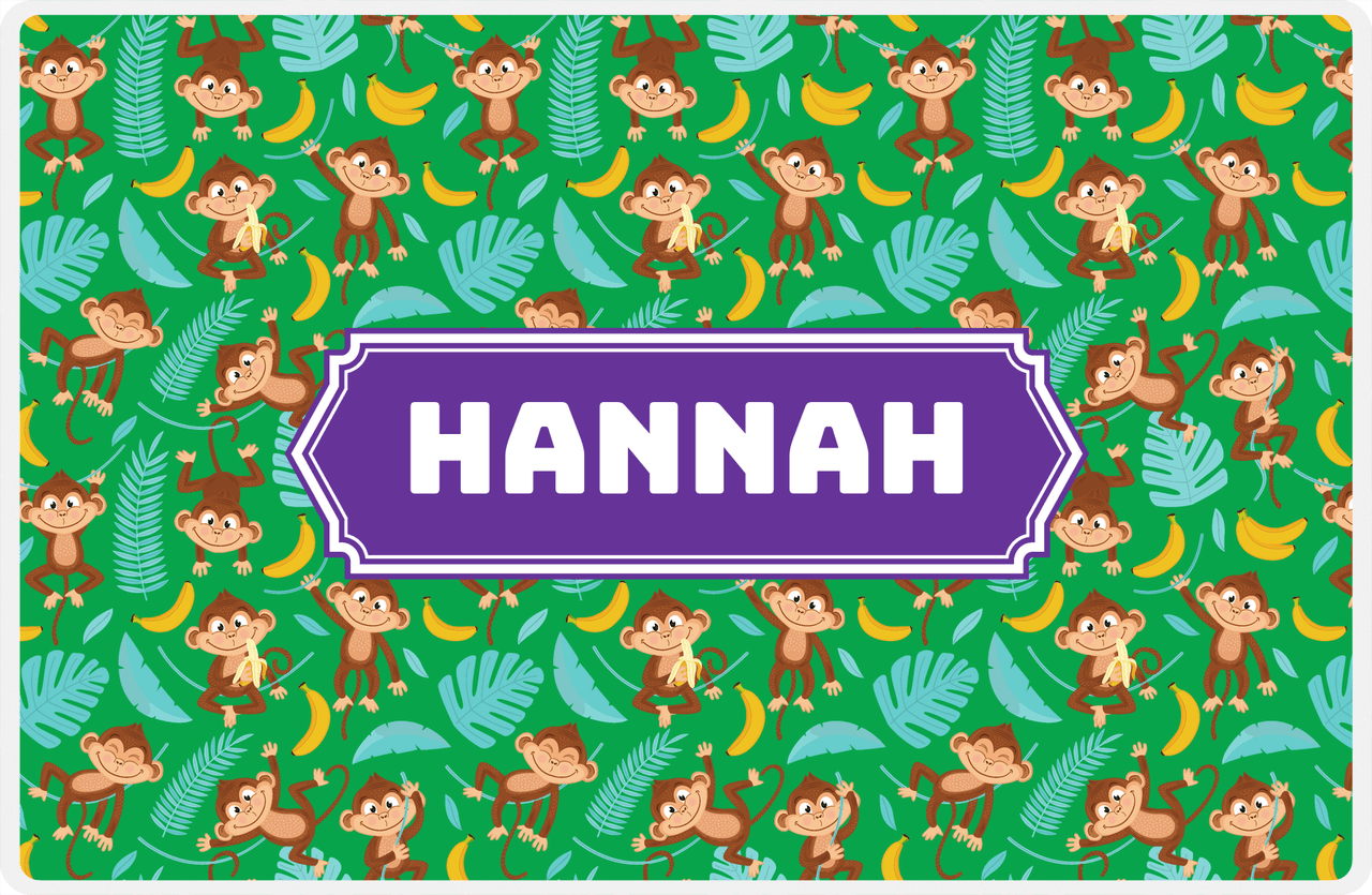 Personalized Monkeys Placemat II - Banana Pattern - Decorative Rectangle Nameplate -  View