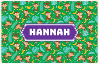 Thumbnail for Personalized Monkeys Placemat II - Banana Pattern - Decorative Rectangle Nameplate -  View