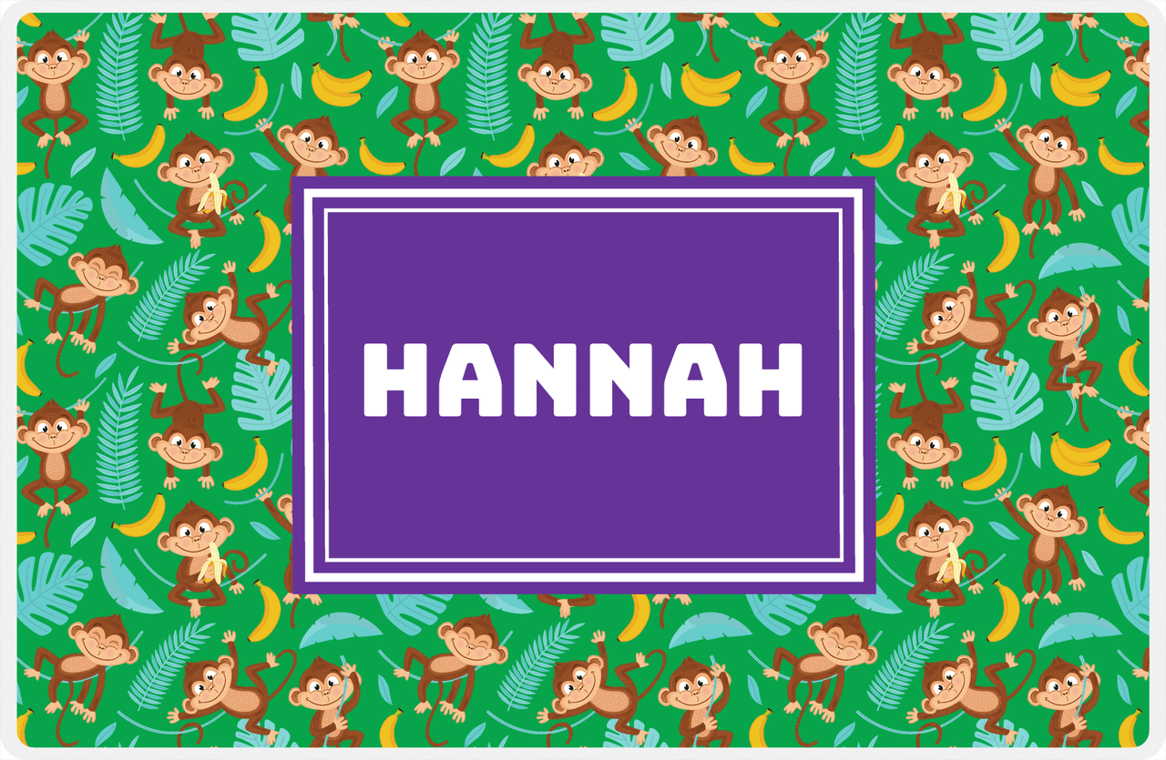 Personalized Monkeys Placemat II - Banana Pattern - Rectangle Nameplate -  View