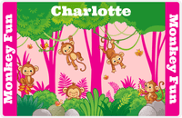 Thumbnail for Personalized Monkeys Placemat IV - Monkey Fun - Pink Background -  View