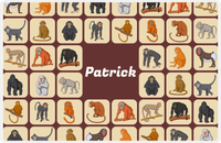 Thumbnail for Personalized Monkeys Placemat V - Primates Collective - Brown Background -  View