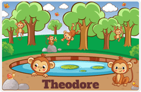 Thumbnail for Personalized Monkeys Placemat VIII - Monkey Pond - Blue Background -  View