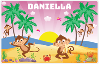 Thumbnail for Personalized Monkeys Placemat IX - Banana Beach - Pink Background -  View