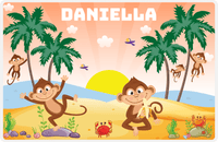 Thumbnail for Personalized Monkeys Placemat IX - Banana Beach - Orange Background -  View