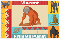 Thumbnail for Personalized Monkeys Placemat X - Primate Planet - Tan Background -  View