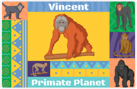 Thumbnail for Personalized Monkeys Placemat X - Primate Planet - Yellow Background -  View