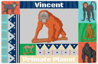 Thumbnail for Personalized Monkeys Placemat X - Primate Planet - Grey Background -  View