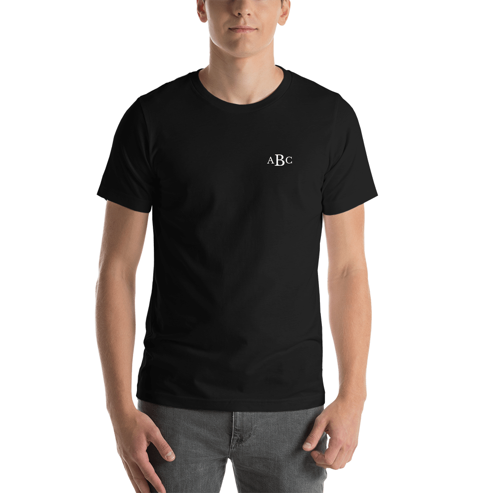 Personalized Monogram Initials T-Shirt - Black - Shirt View