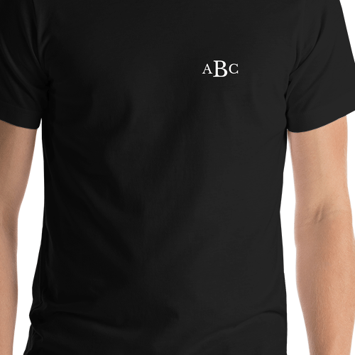 Personalized Monogram Initials T-Shirt - Black - Shirt Close-Up View