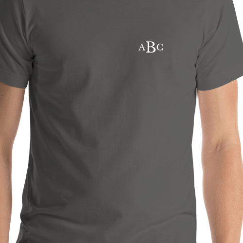 Personalized Monogram Initials T-Shirt - Dark Grey - Shirt Close-Up View