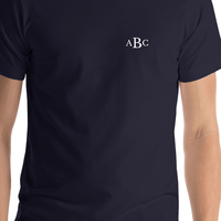 Thumbnail for Personalized Monogram Initials T-Shirt - Navy Blue - Shirt Close-Up View