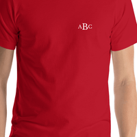 Thumbnail for Personalized Monogram Initials T-Shirt - Red - Shirt Close-Up View