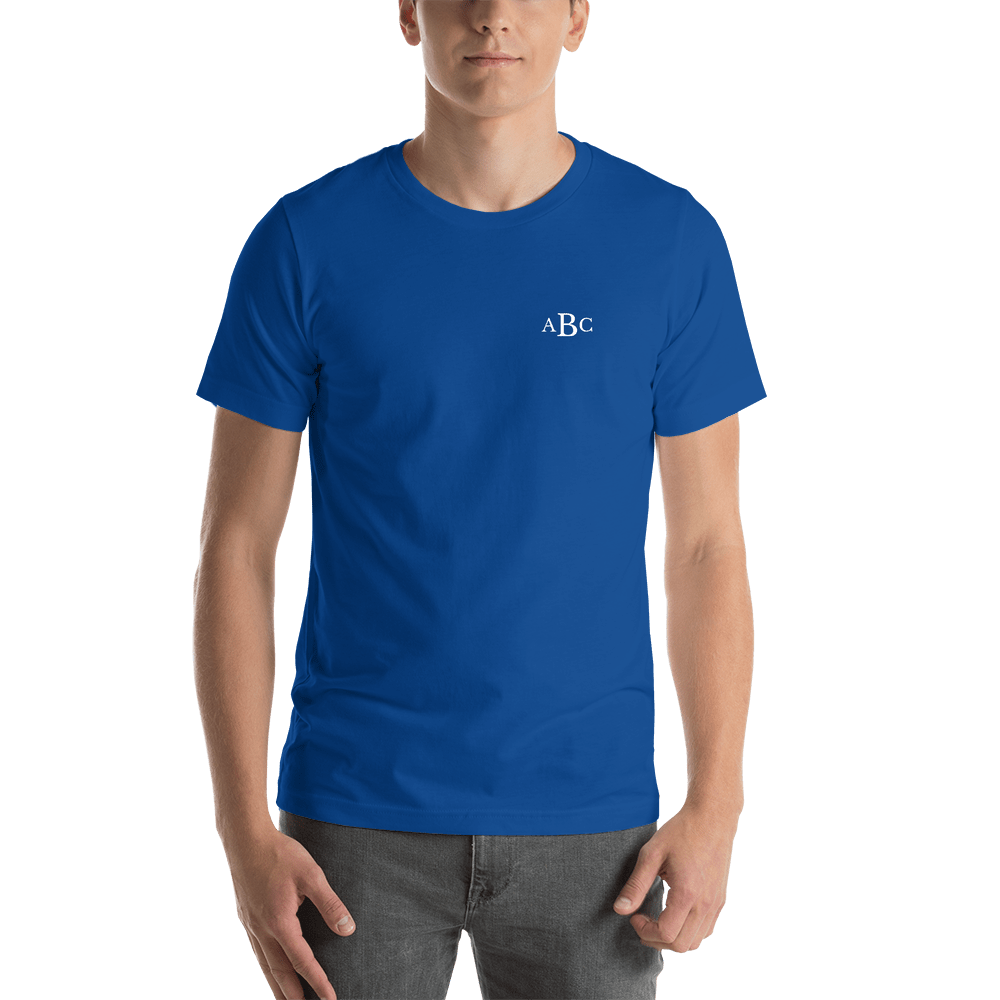 Personalized Monogram Initials T-Shirt - Blue - Shirt View