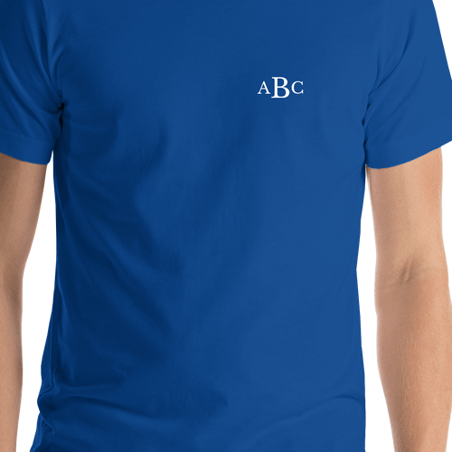 Personalized Monogram Initials T-Shirt - Blue - Shirt Close-Up View