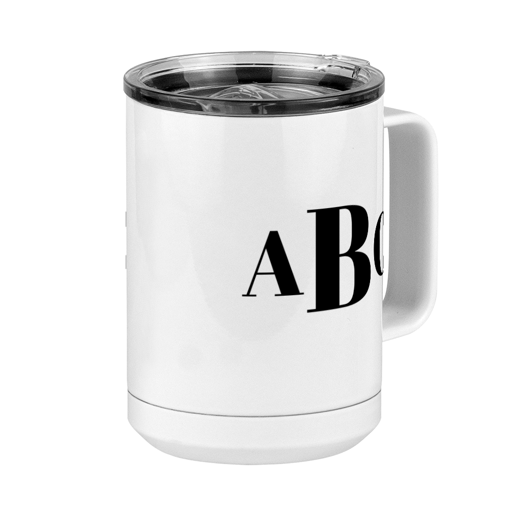 Personalized Monogram Coffee Mug Tumbler with Handle (15 oz) - Front Right View