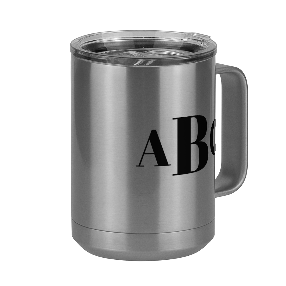 Personalized Monogram Coffee Mug Tumbler with Handle (15 oz) - Front Right View