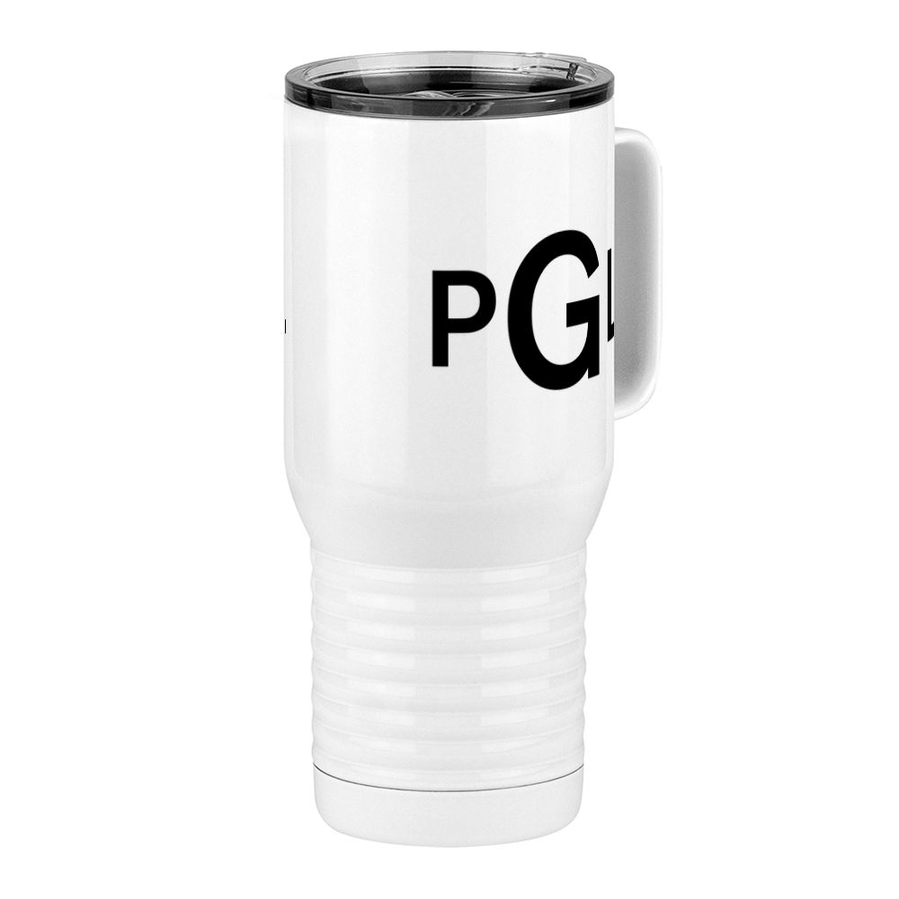 Personalized Monogram Travel Coffee Mug Tumbler with Handle (20 oz) - Front Right View