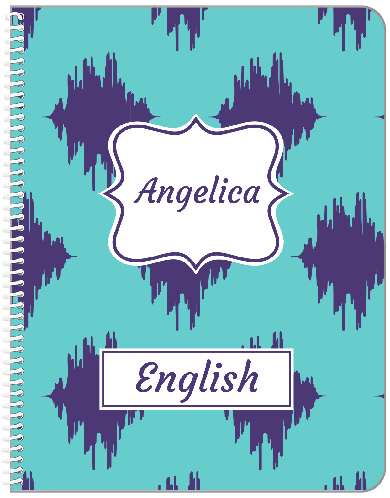 Personalized Montauk Notebook - Indigo and Teal - Fancy Nameplate - Front View