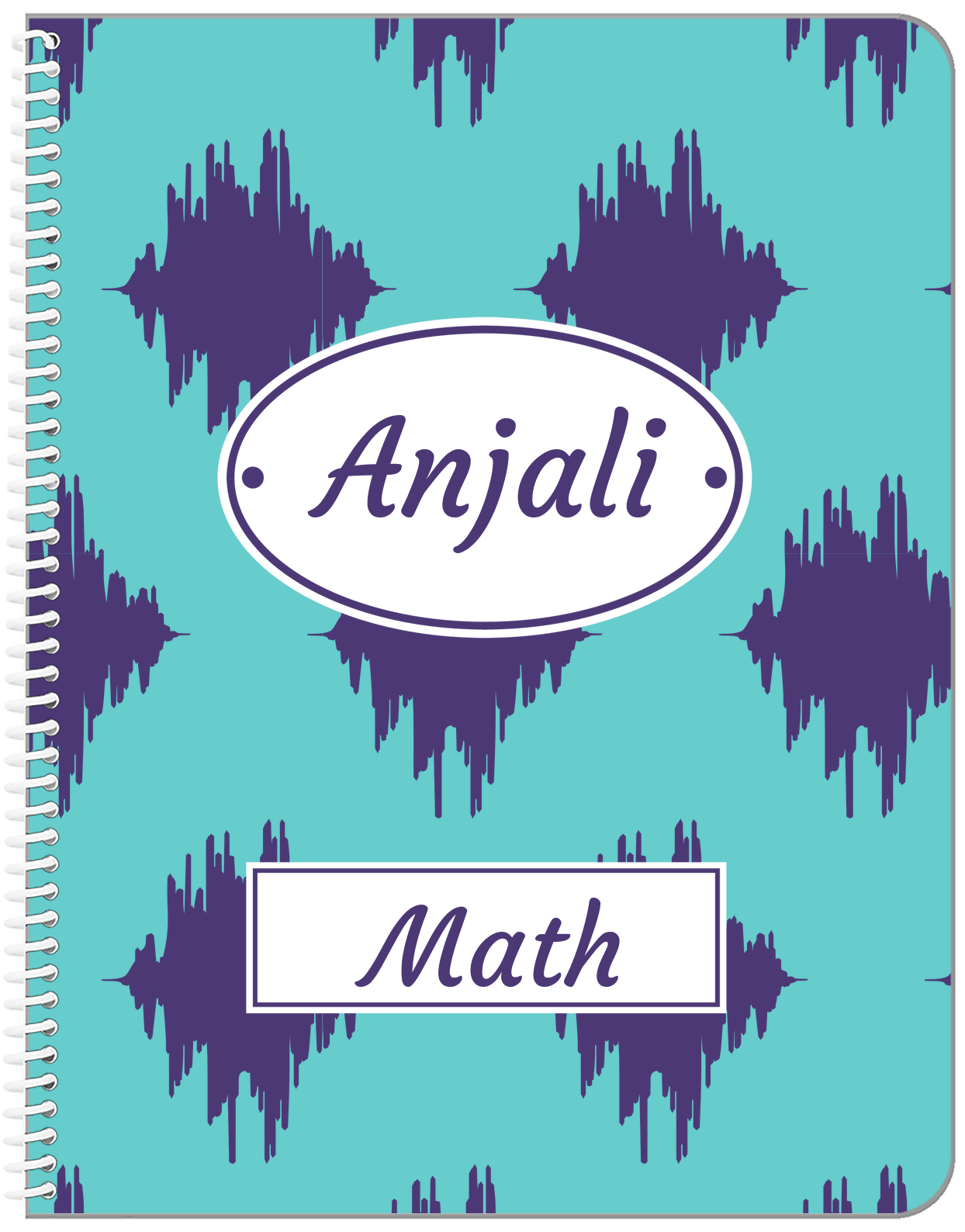 Personalized Montauk Notebook - Indigo and Teal - Oval Nameplate - Front View