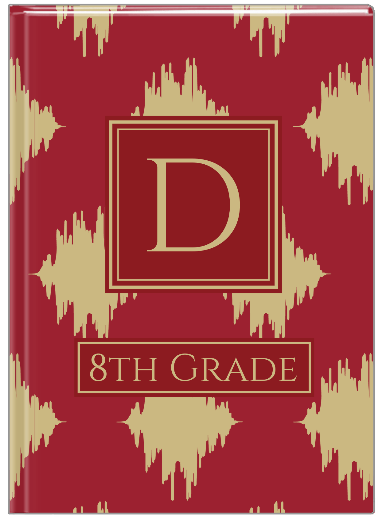 Personalized Montauk Journal - Red and Gold - Square Nameplate - Front View